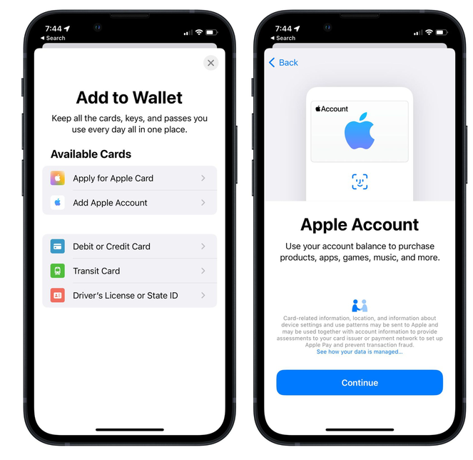 港北苹果手机维修分享iOS 15.5钱包App如何添加 Apple 账户 